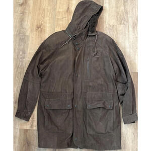 Vtg Wilson Adventure Bound Leather Jacket Mens LT Large Brown Thinsulate W/ Hood